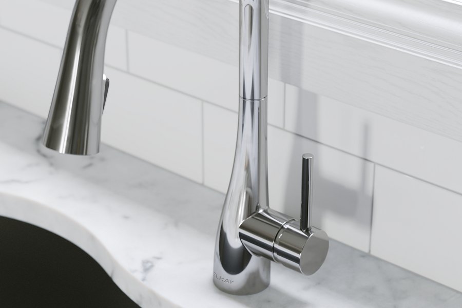 Gourmet Single Hole Kitchen Faucet with Pull-down Spray and Forward Only Lever Handle