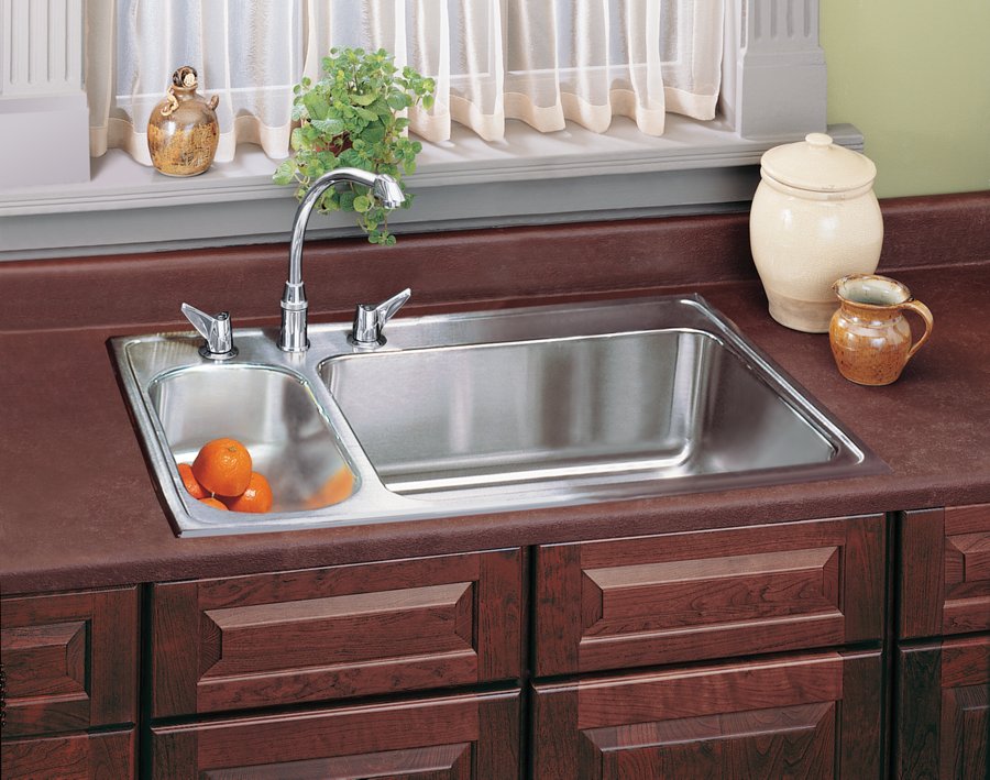 Lustertone® Classic Stainless Steel 33" x 22" x 7-7/8" 30/70 Double Bowl Drop-in Sink