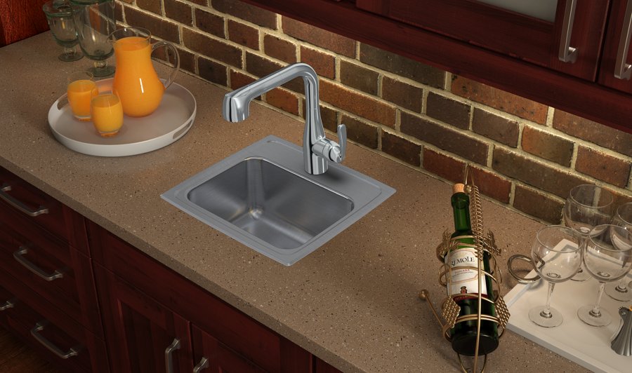 Lustertone® Classic Stainless Steel 17" x 16" x 7-5/8" Single Bowl Drop-in Sink