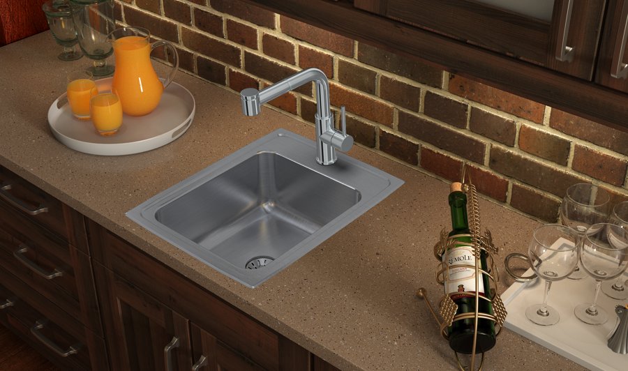 Lustertone® Classic Stainless Steel 17" x 22" x 7-5/8" Single Bowl Drop-in Sink with Perfect Drain®