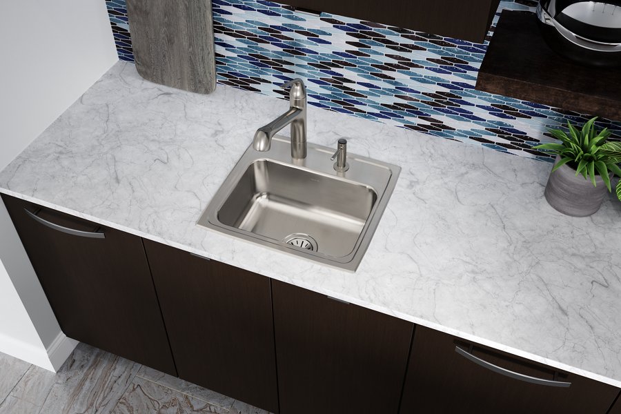 Lustertone® Classic Stainless Steel 19" x 18" x 7-5/8" Single Bowl Drop-in Sink