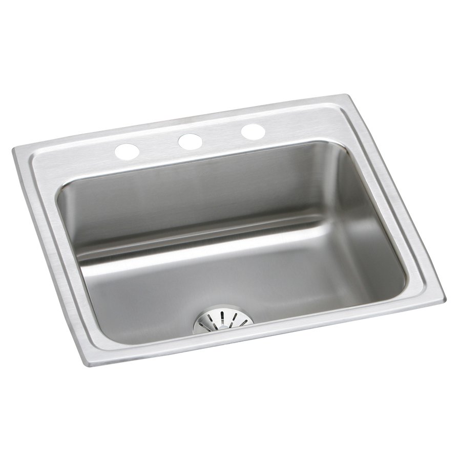Lustertone® Classic Stainless Steel 22" x 19-1/2" x 7-5/8" Single Bowl Drop-in Sink with Perfect Drain®