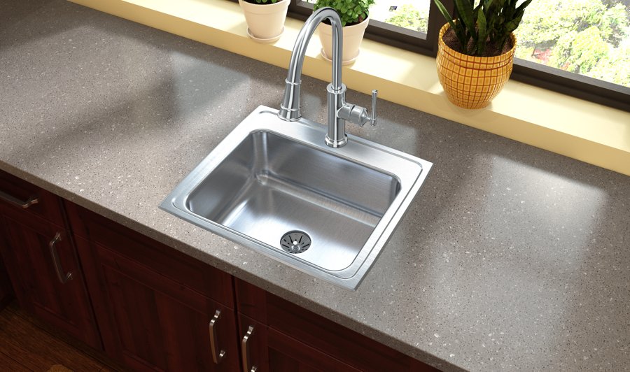 Lustertone® Classic Stainless Steel 22" x 19-1/2" x 7-5/8" Single Bowl Drop-in Sink with Perfect Drain®