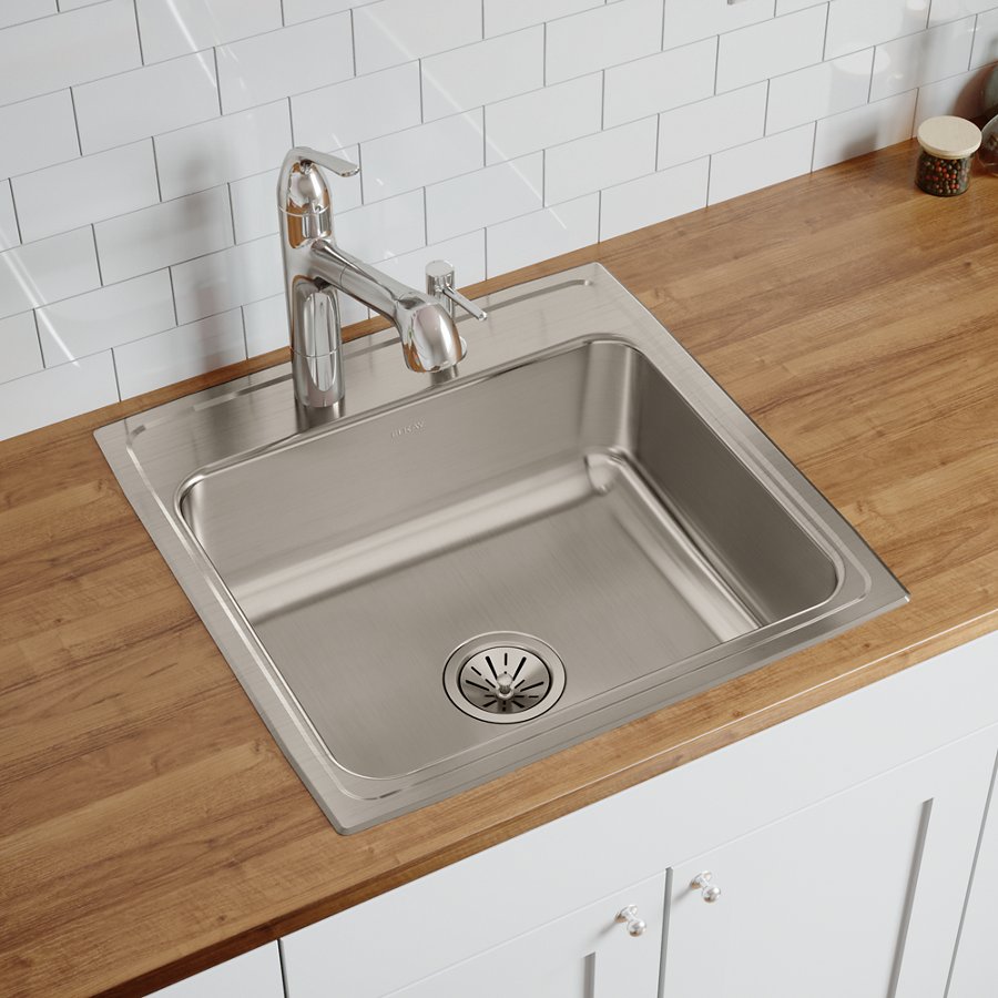 Lustertone® Classic Stainless Steel 22" x 22" x 7-5/8" Single Bowl Drop-in Sink