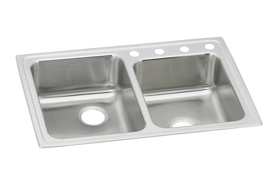 Lustertone® Classic Stainless Steel 33" x 22" x 7-7/8" Offset 60/40 Double Bowl Drop-in Sink
