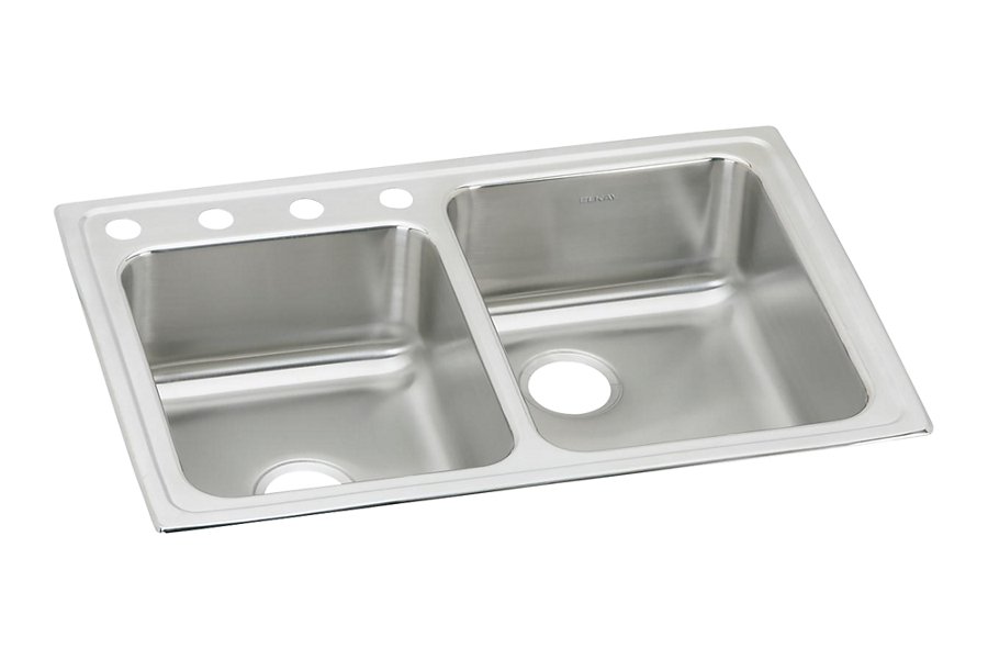 Lustertone® Classic Stainless Steel 33" x 22" x 7-7/8" Offset 40/60 Double Bowl Drop-in Sink