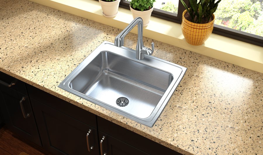 Lustertone® Classic Stainless Steel 25" x 21-1/4" x 7-7/8" Single Bowl Drop-in Sink with Perfect Drain®