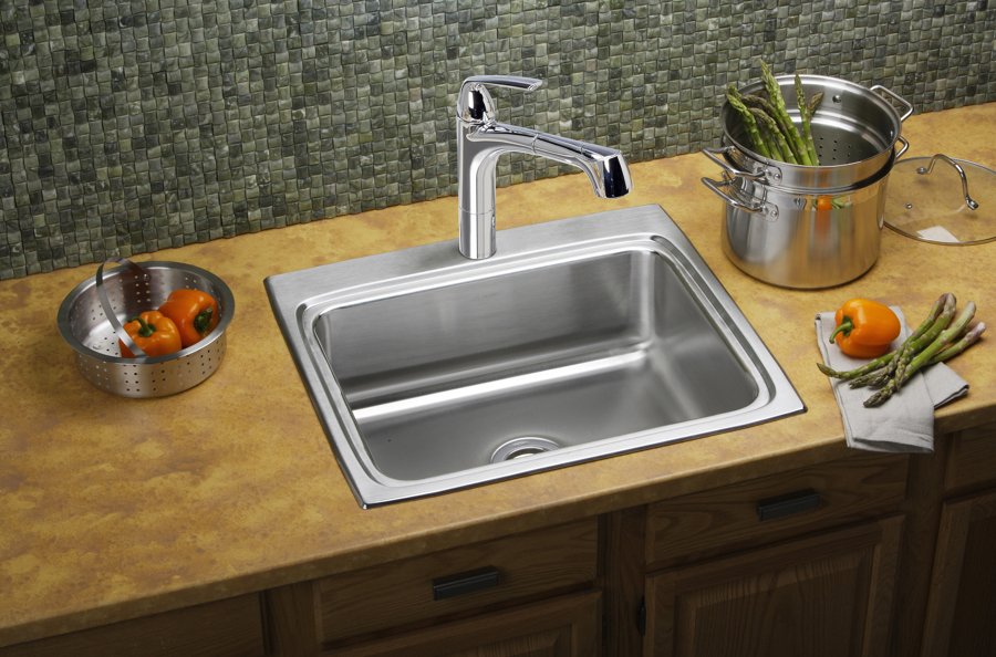 Lustertone® Classic Stainless Steel 25" x 22" x 8-1/8" Single Bowl Drop-in Sink