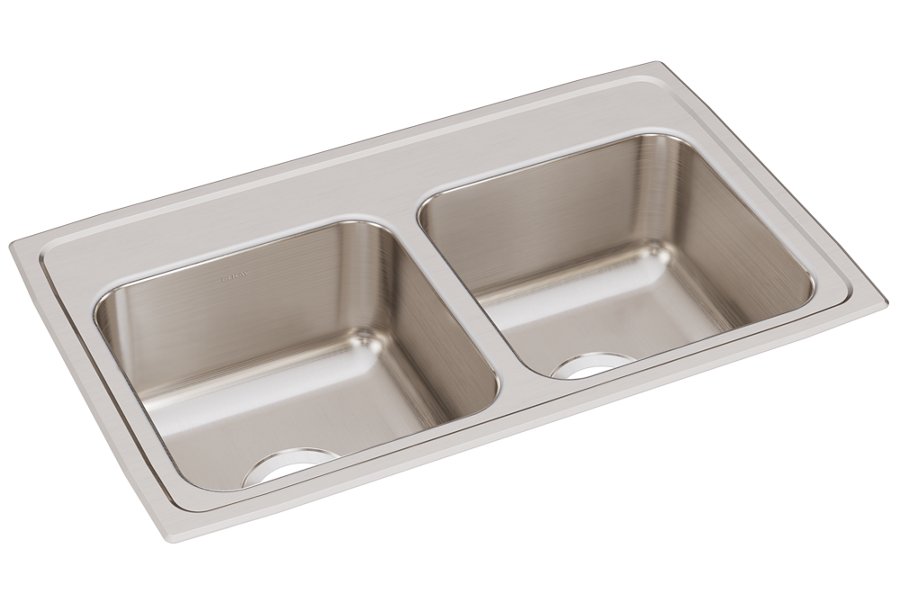 Lustertone® Classic Stainless Steel 29" x 18" x 7-5/8" Equal Double Bowl Drop-in Sink