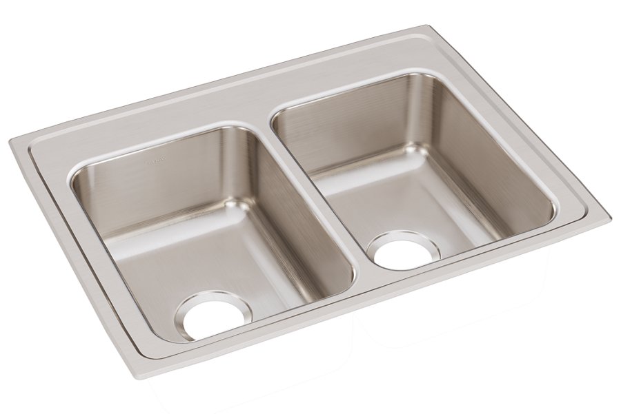 Lustertone® Classic Stainless Steel 29" x 22" x 7-5/8" Equal Double Bowl Drop-in Sink