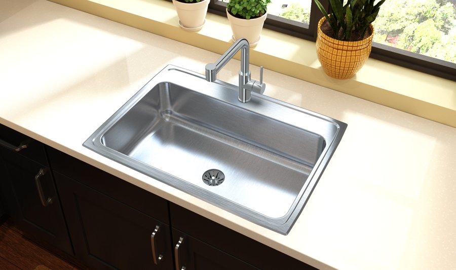 Lustertone® Classic Stainless Steel 31" x 22" x 7-5/8" Single Bowl Drop-in Sink with Perfect Drain®