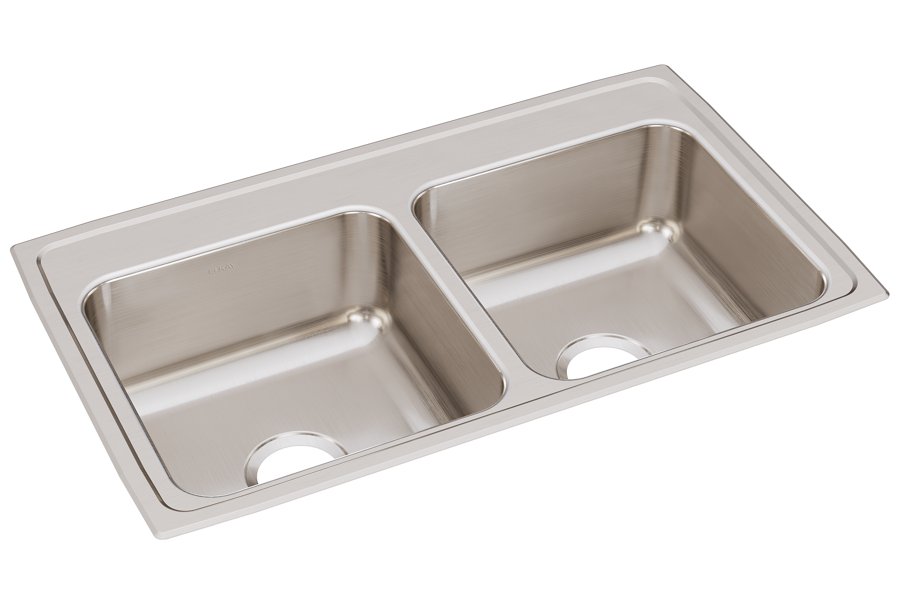 Lustertone® Classic Stainless Steel 33" x 19-1/2" x 7-5/8" Equal Double Bowl Drop-in Sink