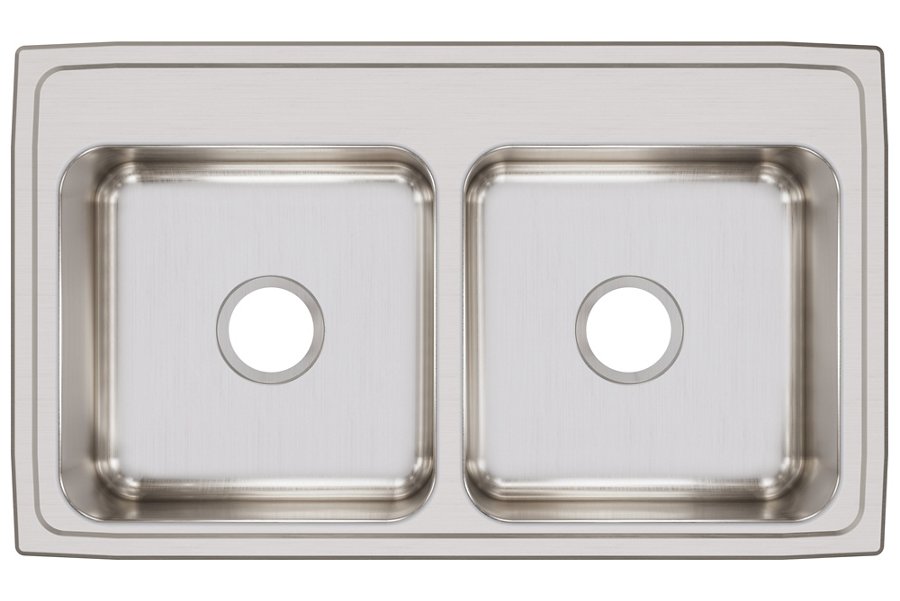 Lustertone® Classic Stainless Steel 33" x 19-1/2" x 7-5/8" Equal Double Bowl Drop-in Sink