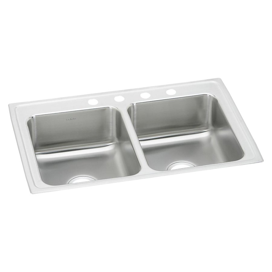 Lustertone® Classic Stainless Steel 33" x 21-1/4" x 7-7/8" Equal Double Bowl Drop-in Sink