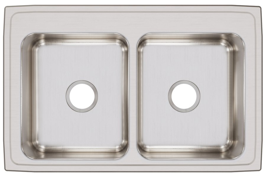Lustertone® Classic Stainless Steel 33" x 21-1/4" x 7-7/8" Equal Double Bowl Drop-in Sink