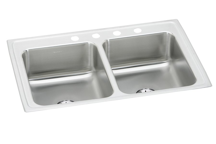 Lustertone® Classic Stainless Steel 33" x 21-1/4" x 7-7/8" Equal Double Bowl Drop-in Sink with Perfect Drain®