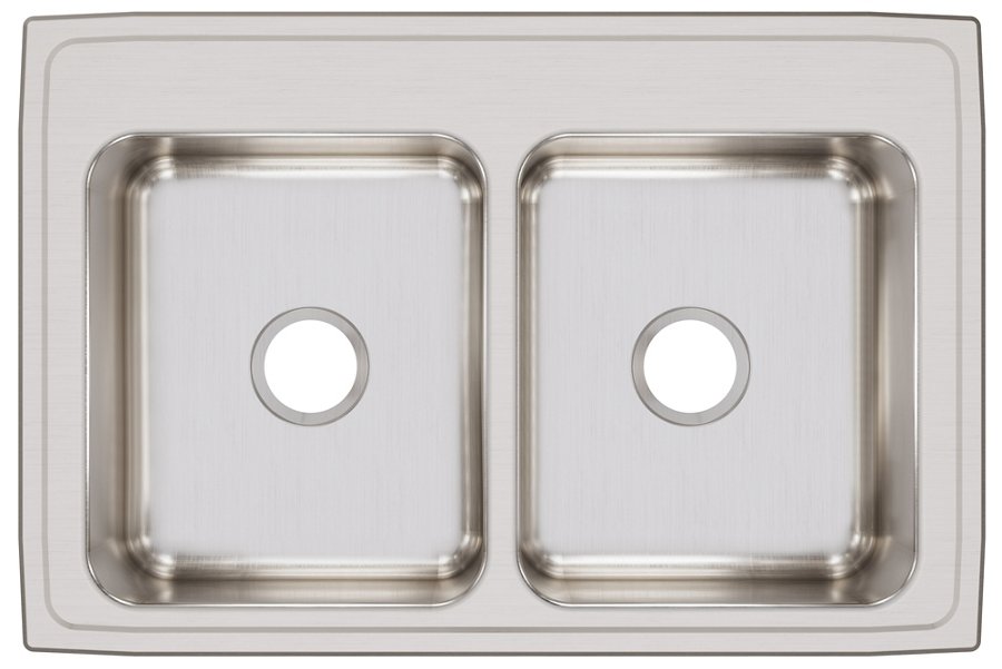 Lustertone® Classic Stainless Steel 33" x 22" x 8-1/8" Equal Double Bowl Drop-in Sink