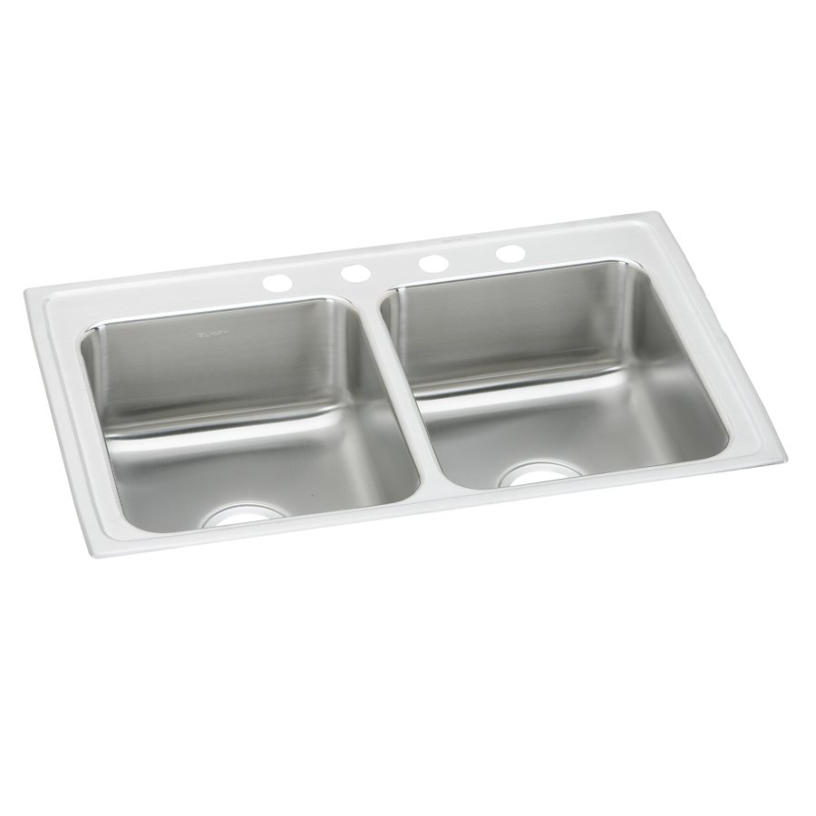 Lustertone® Classic Stainless Steel 37" x 22" x 7-5/8" Equal Double Bowl Drop-in Sink