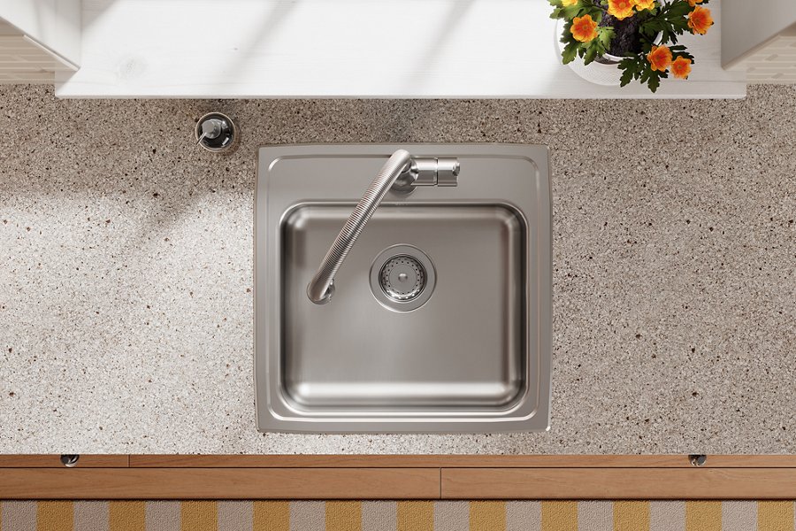 Lustertone® Classic Stainless Steel 19-1/2" x 19" x 5" Single Bowl Drop-in ADA Sink