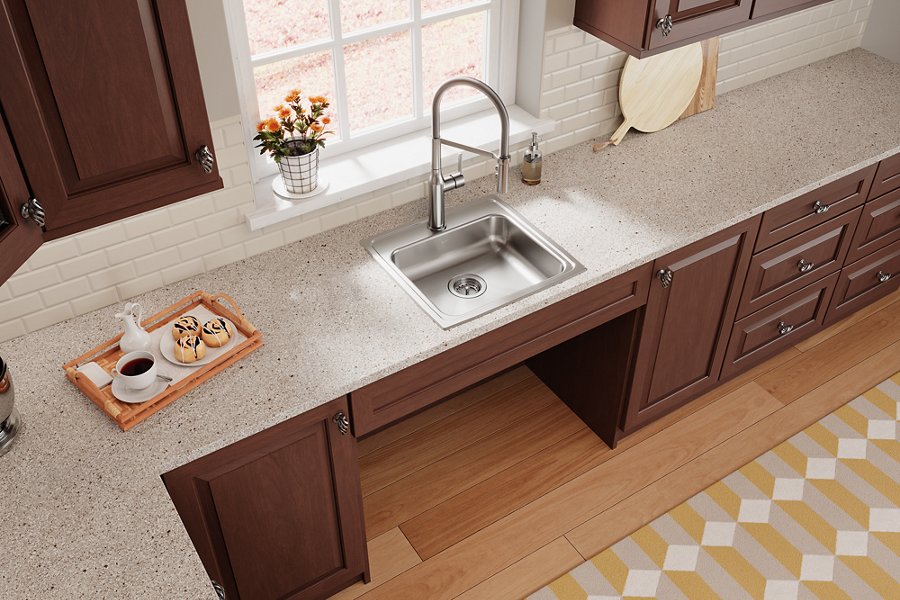 Lustertone® Classic Stainless Steel 19-1/2" x 19" x 5" Single Bowl Drop-in ADA Sink