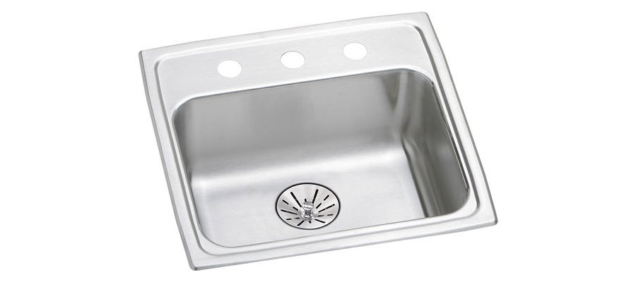 Lustertone® Classic Stainless Steel 19-1/2" x 19" x 6-1/2" Single Bowl Drop-in ADA Sink with Perfect Drain®