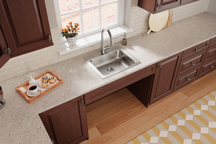 Lustertone® Classic Stainless Steel 22" x 19-1/2" x 6-1/2" Single Bowl Drop-in ADA Sink