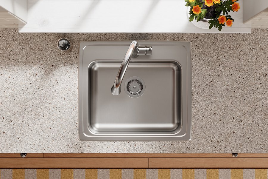 Lustertone® Classic Stainless Steel 22" x 19-1/2" x 6-1/2" Single Bowl Drop-in ADA Sink