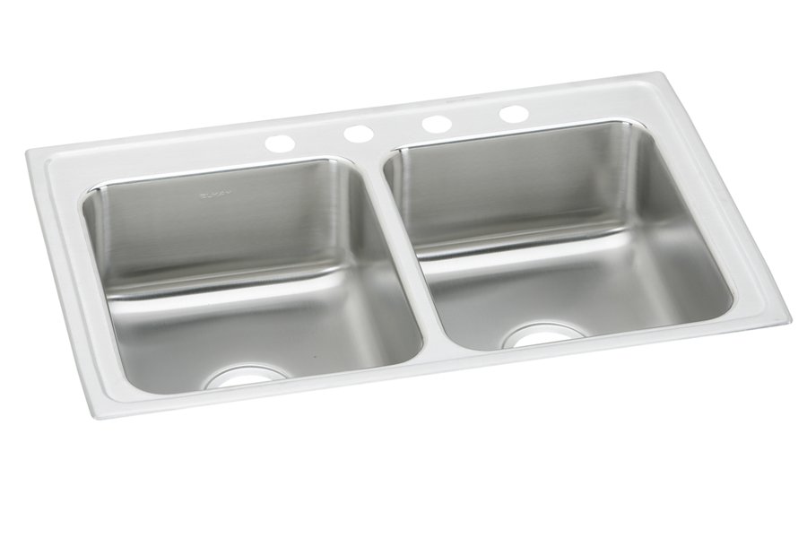 Lustertone® Classic Stainless Steel 29" x 18" x 5" Equal Double Bowl Drop-in ADA Sink