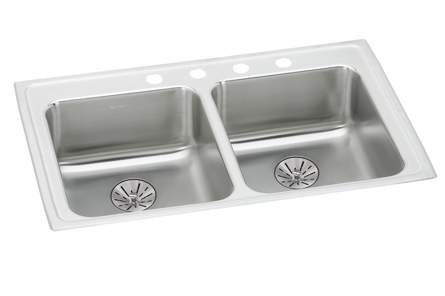 Lustertone® Classic Stainless Steel 33" x 19-1/2" x 6-1/2" Double Bowl Drop-in ADA Sink w/Perfect Drain®