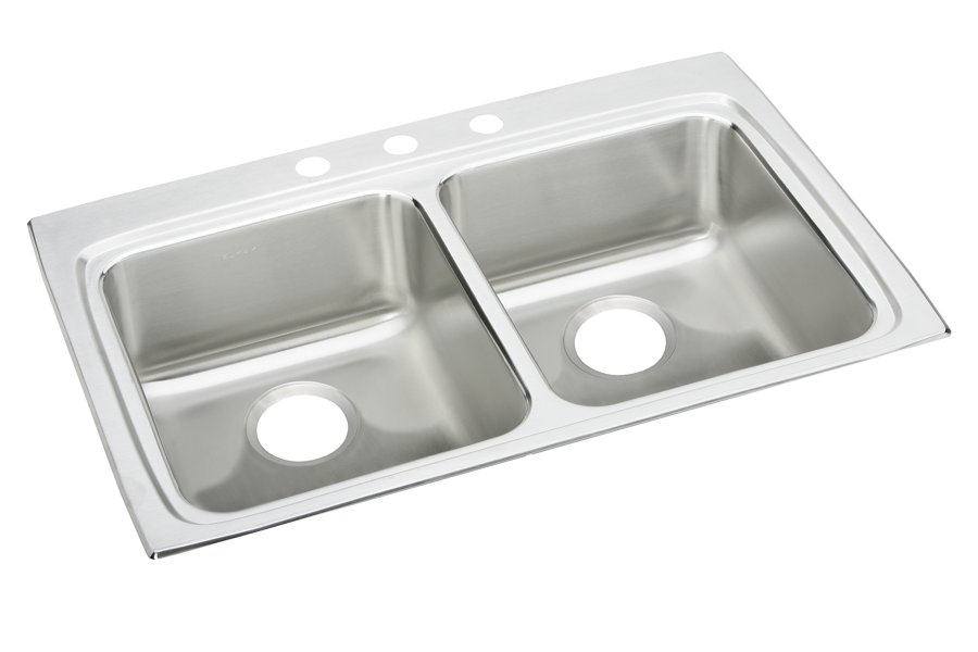 Lustertone® Classic Stainless Steel 33" x 22" x 4" Equal Double Bowl Drop-in ADA Sink