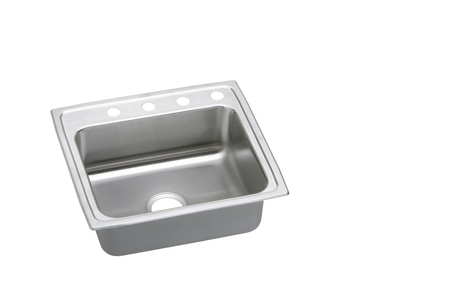 Lustertone® Classic Stainless Steel 22" x 19-1/2" x 6" Single Bowl Drop-in ADA Sink w/Quick-clip
