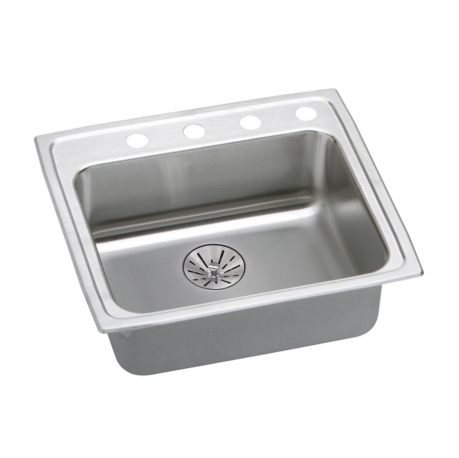Lustertone® Classic Stainless Steel 25" x 21-1/4" x 6-1/2" Single Bowl Drop-in ADA Sink w/Perfect Drain® and Quick-clip
