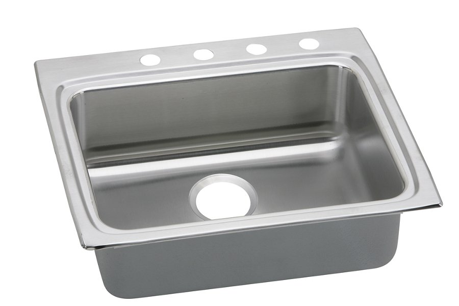Lustertone® Classic Stainless Steel 25" x 22" x 5-1/2" 5-Hole Single Bowl Drop-in ADA Sink w/Quick-clip