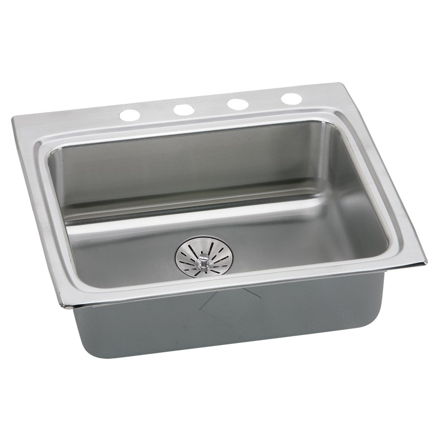 Lustertone® Classic Stainless Steel 25" x 22" x 6-1/2" Single Bowl Drop-in ADA Sink w/Perfect Drain® and Quick-clip