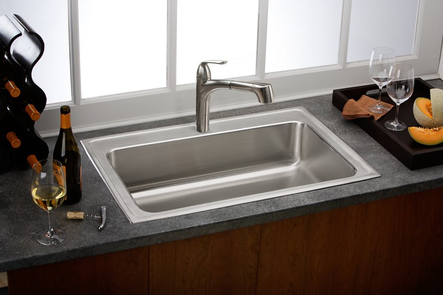 Lustertone® Classic Stainless Steel 33" x 22" x 7-5/8" Single Bowl Drop-in Sink