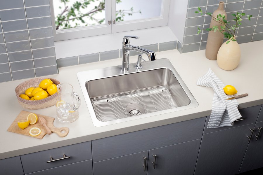 Lustertone® Classic Stainless Steel 27" x 22" x 8" Single Bowl Dual Mount Sink