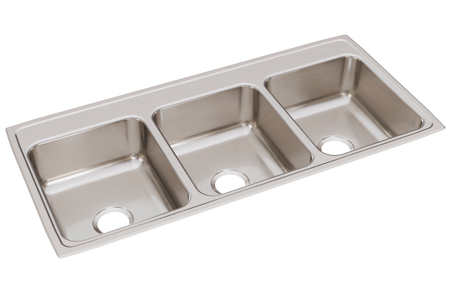 Lustertone® Classic Stainless Steel 46" x 22" x 7-5/8" Triple Bowl Drop-in Sink