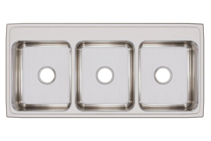 Lustertone® Classic Stainless Steel 46" x 22" x 7-5/8" Triple Bowl Drop-in Sink