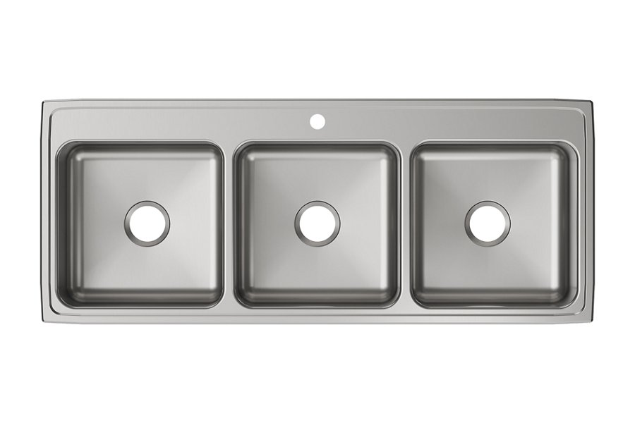 Lustertone® Classic Stainless Steel 54" x 22" x 10-1/8" Triple Bowl Drop-in Sink