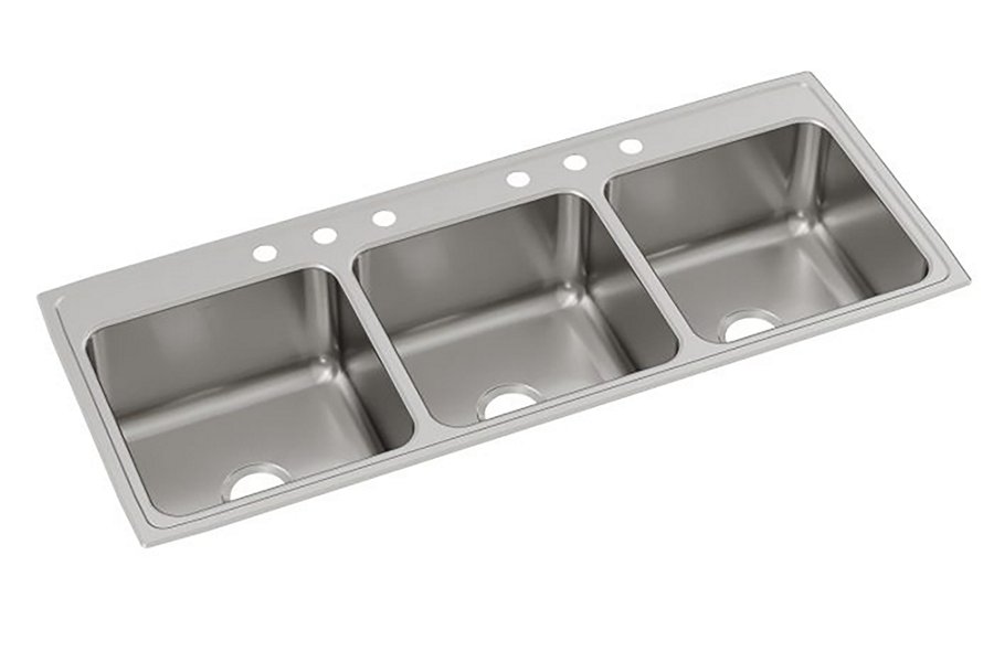 Lustertone® Classic Stainless Steel 63" x 22" x 10-1/8" Triple Bowl Drop-in Sink