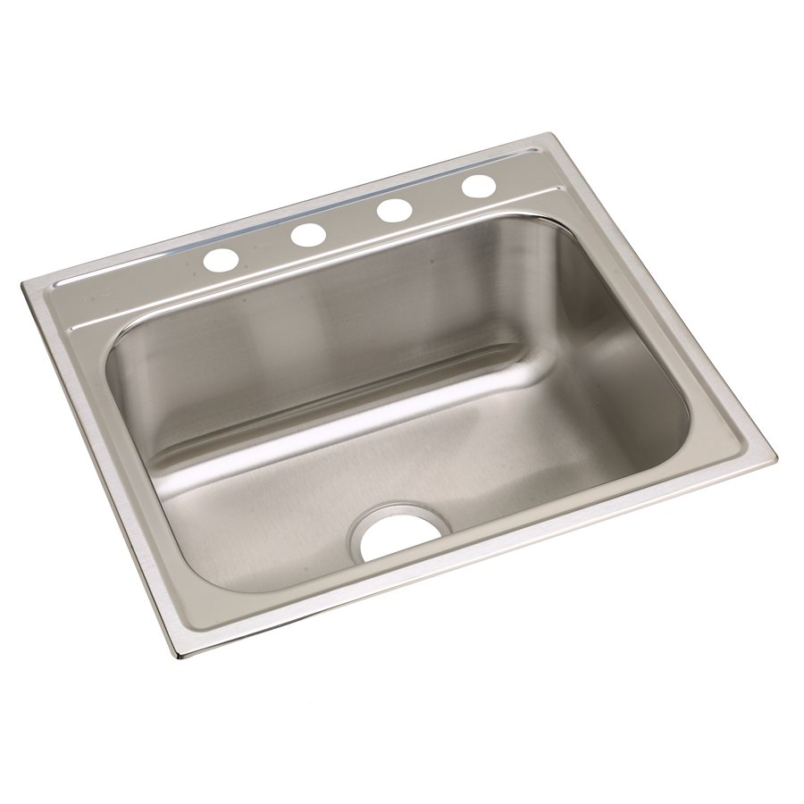 20 Gauge Stainless Steel 25" x 22" x 10" 4-Hole Single Bowl Drop-in Kitchen Sink