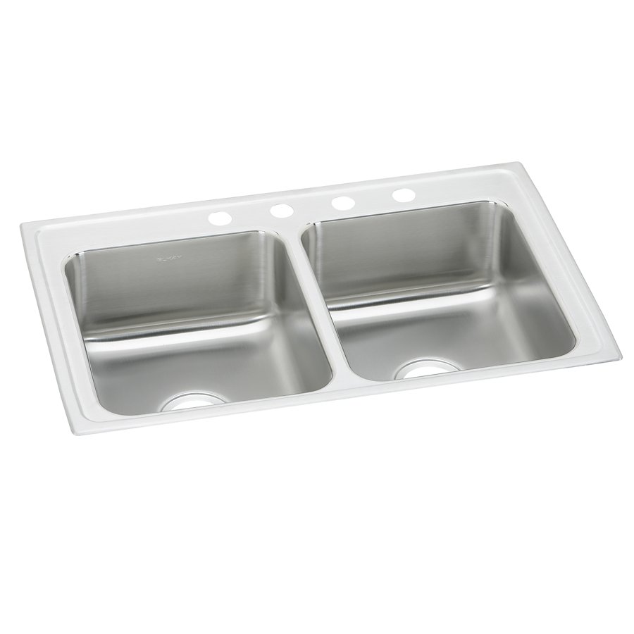 Celebrity® Stainless Steel 33" x 19-1/2" x 7-1/8" Equal Double Bowl Drop-in Sink