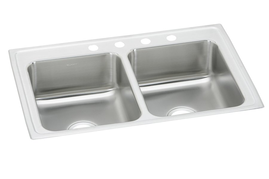 Celebrity® Stainless Steel 33" x 21-1/4" x 7-1/2" Equal Double Bowl Drop-in Sink