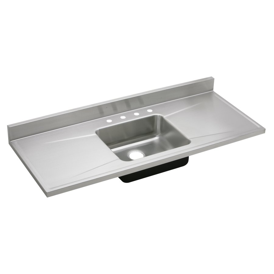 Lustertone® Classic Stainless Steel 60" x 25" x 7-1/2" Single Bowl Sink Top with Drainboard