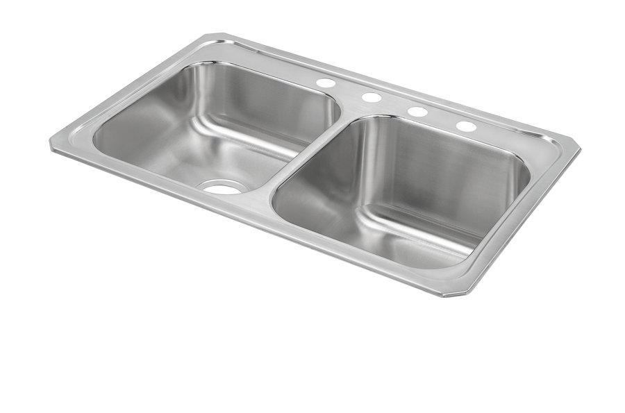 Celebrity® Stainless Steel 33" x 22" x 10-1/4" Equal Double Bowl Drop-in Sink w/Right Deep Bowl
