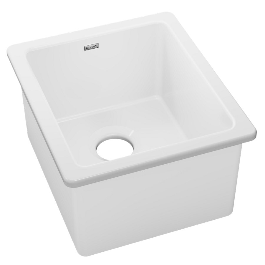 Fireclay 16-7/16" x 18-15/16" x 9-1/16" Single Bowl Undermount Bar Sink