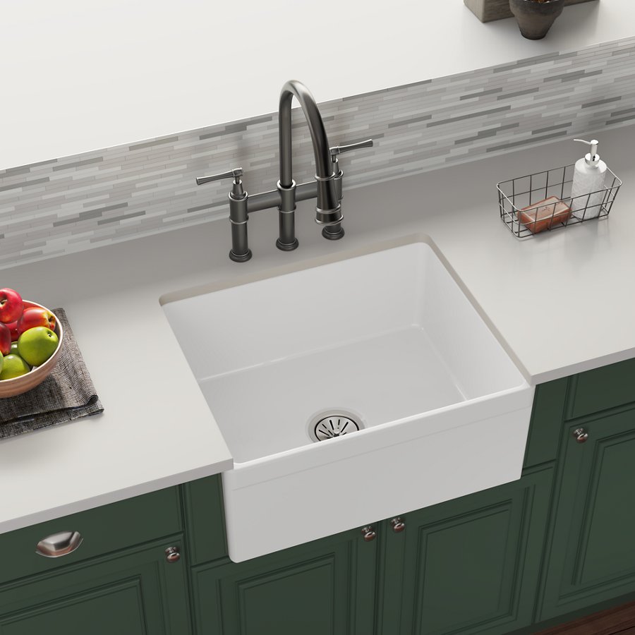 Fireclay 24-7/16" x 19-11/16" x 9-1/8" Single Bowl Farmhouse Sink