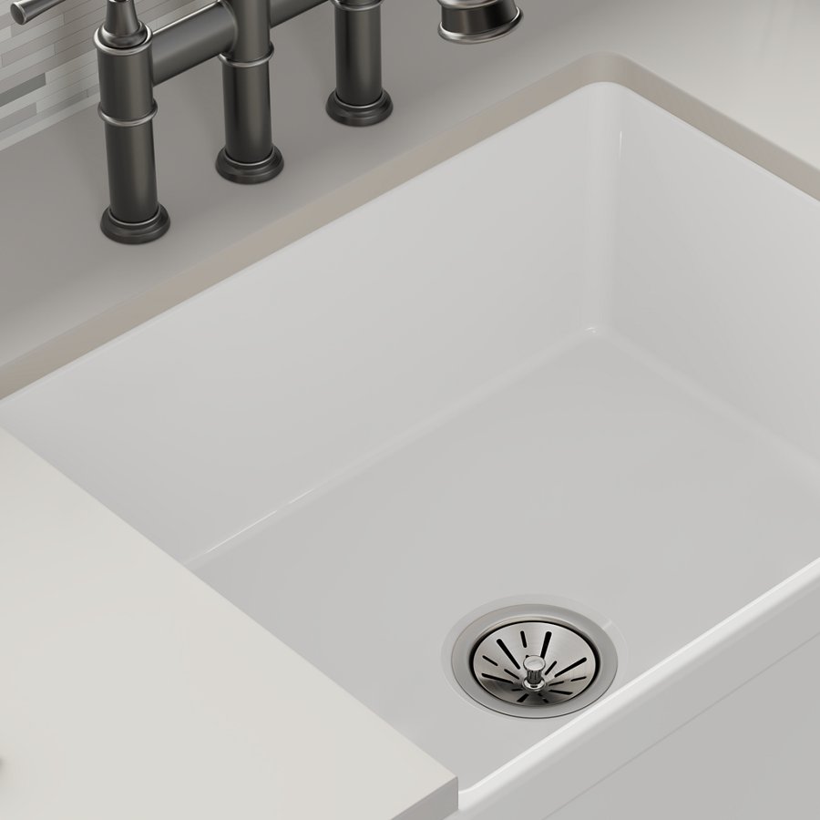 Fireclay 24-7/16" x 19-11/16" x 9-1/8" Single Bowl Farmhouse Sink