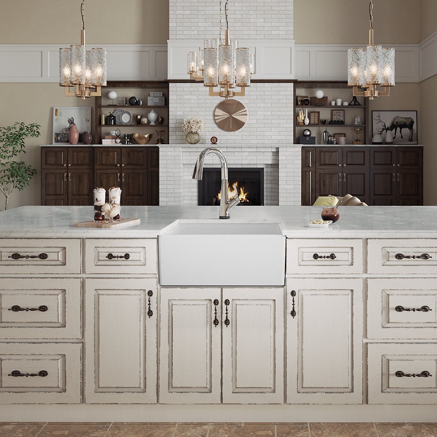 Fireclay 24-7/16" x 19-11/16" x 9-1/8" Single Bowl Farmhouse Sink Kit with Filtered Faucet White
