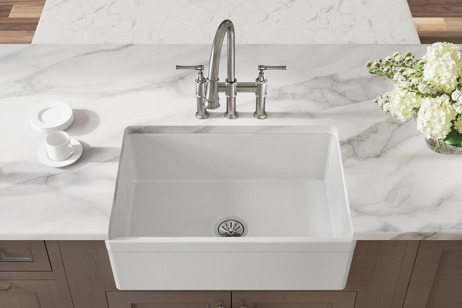 Fireclay 30" x 19-15/16" x 9-1/8" Single Bowl Farmhouse Sink